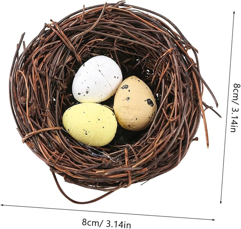 Decorative Bird Nest Eggs Set of 4 Plastic Woven Birdcage Decor - Image 4